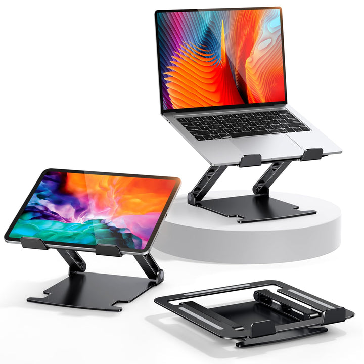 Glangeh Laptop Ständer Aluminium Robust, Belüfteter Ergonomisch Laptop Stand mit Höhenverstellbarer,