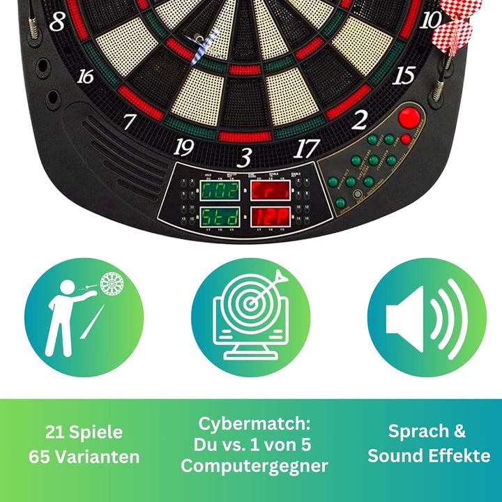 Best Sporting Dartscheibe elektronisch Coventry | Dartautomat mit 12 Dartpfeilen, Ersatzspitzen und
