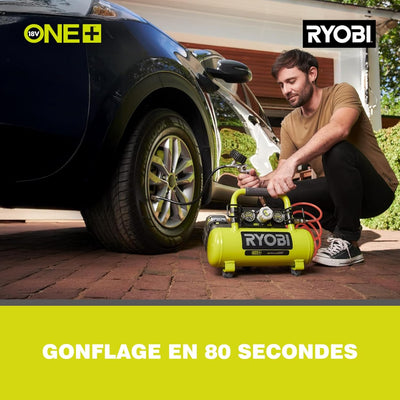 RYOBI 18 V ONE+ Akku-Kompressor PRO R18AC-0 (max. Druck 8,3 bar, Tankinhalt 3,8l, ideal zum Aufpumpe