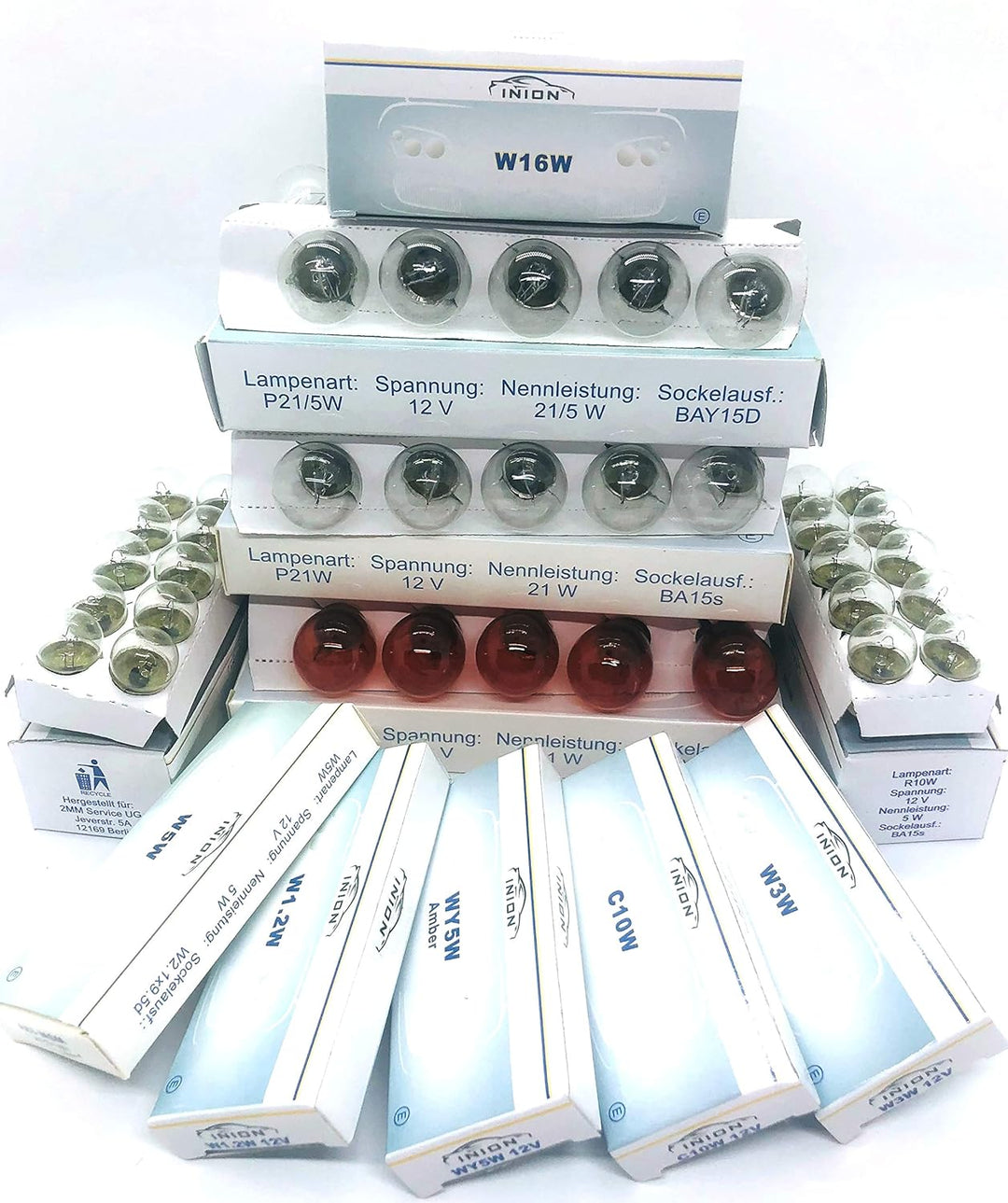 INION 120x Stück KFZ Beleuchtung Set 12V Glühlampe Autolampen Zugelassen (120x Stück SET), 120x Stüc