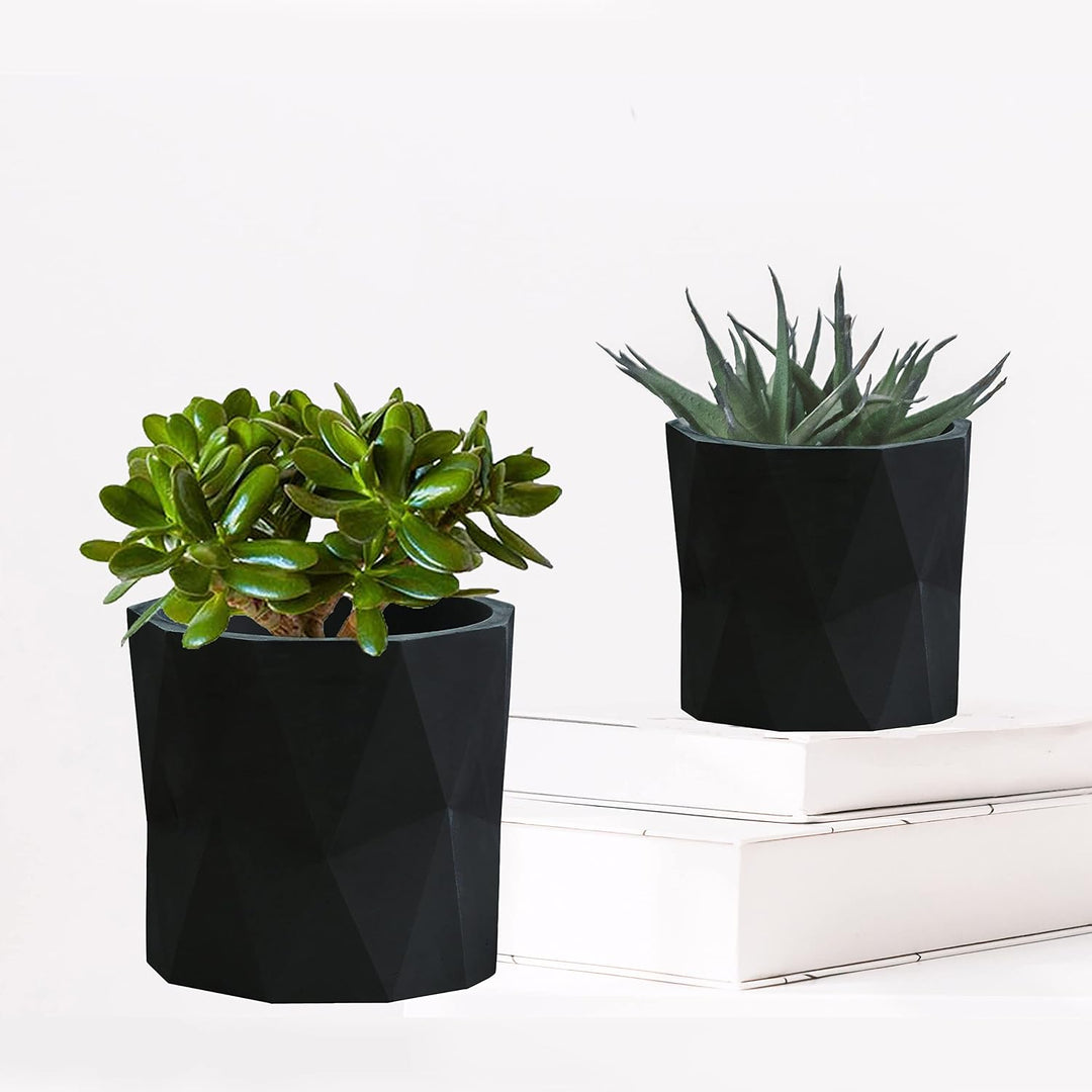Olly &amp; Rose Designer-Blumentopf-Set, geometrisches Design, 2 Stück, für den Innen- und Aussenbereich