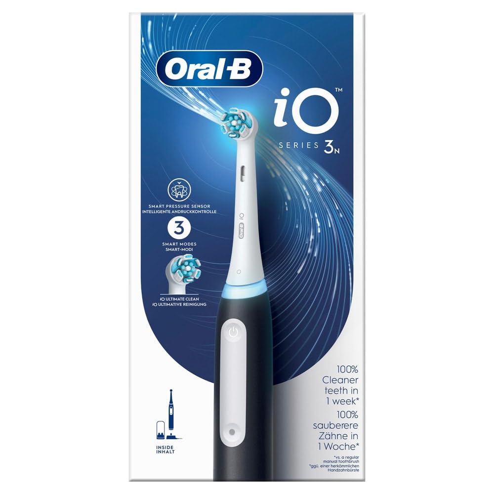 Braun Oral-B iO 3N Elektrische Zahnbürste, Schwarz, 1 Bürste Schwarz 1 Unité (Lot de 1), Schwarz 1 U