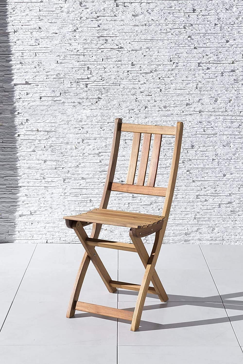 SAM 2er Set Akazien-Holz Gartenstuhl, ideal für Balkon, Garten Terrasse, zusammenklappbar