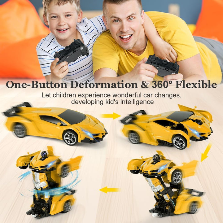 HOTUT Fernbedientes Auto, 1:18 Transformer Roboter Spielzeug mit 2.4GHz Fernbedienung, Polizeiauto -