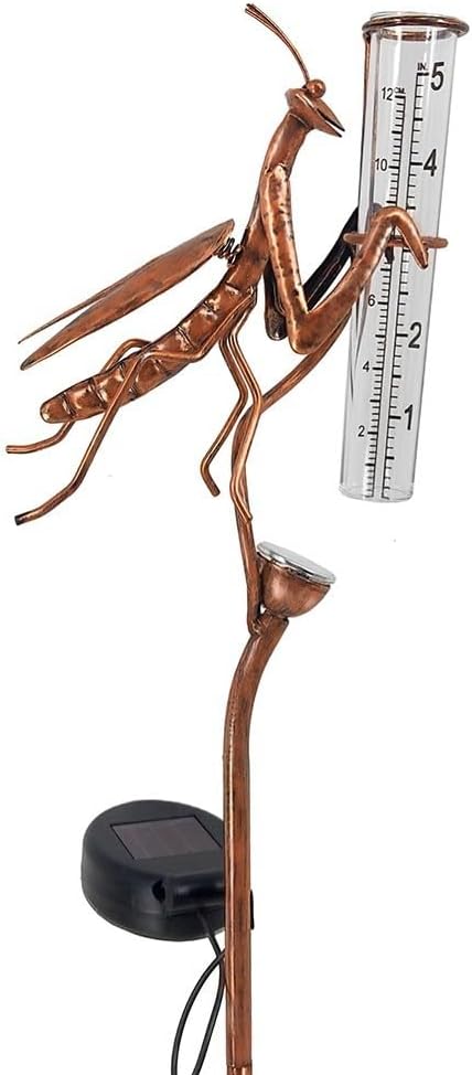 Solarbetriebener Regenmesser – Gartenstecker – Statue, Dekoration, leuchtet im Dunkeln, Metall, Hofk