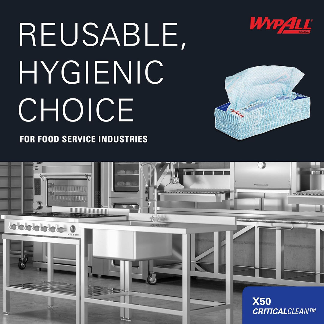 WypAll® X50 Critical Clean™ 7441, blaue, farbcodierte Reinigungstücher mit Interfold-Faltung, für kr