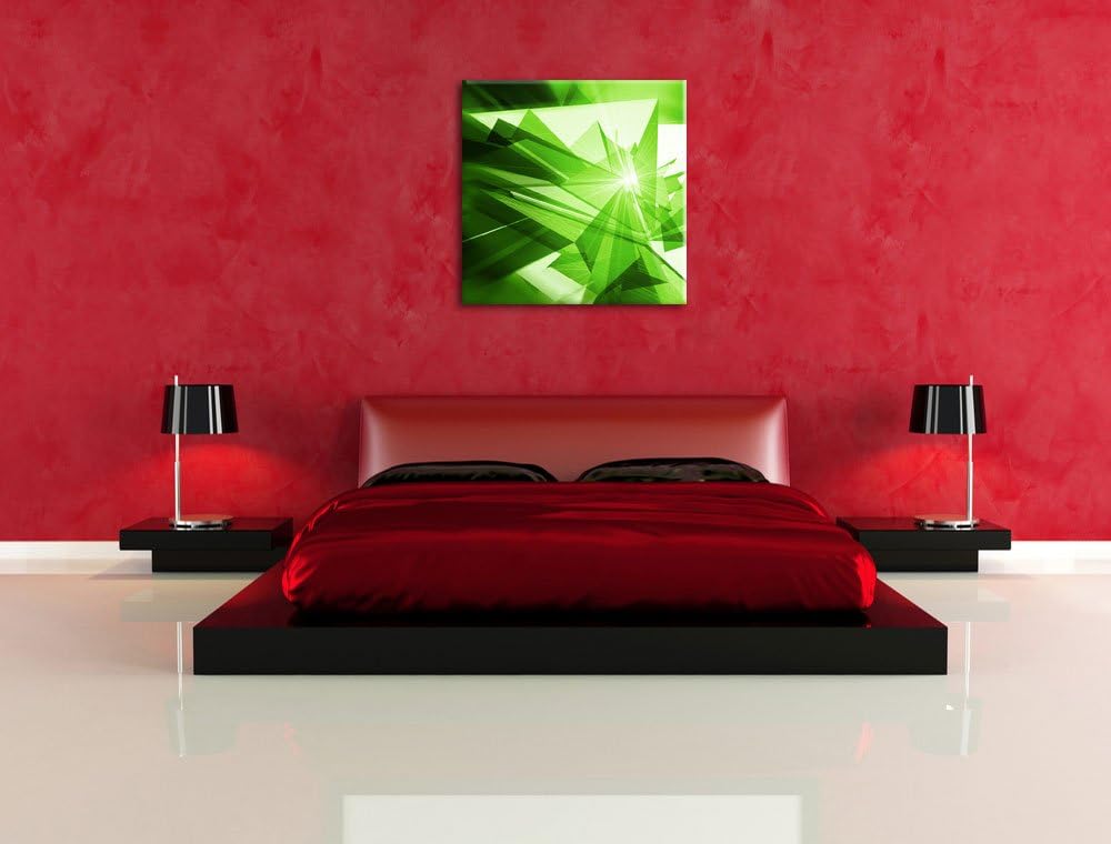 Abstrakt grünes Eis, Format: 70x70 auf Leinwand, XXL riesige Bilder fertig gerahmt mit Keilrahmen, K