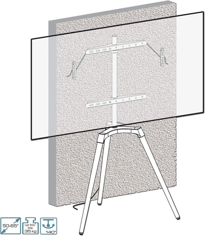 EasyLife - Design STAFFELEI Tripod TV-Stativ - Halterung bis 65'' Zoll & 35 kg Fernseher/Monitor - 1