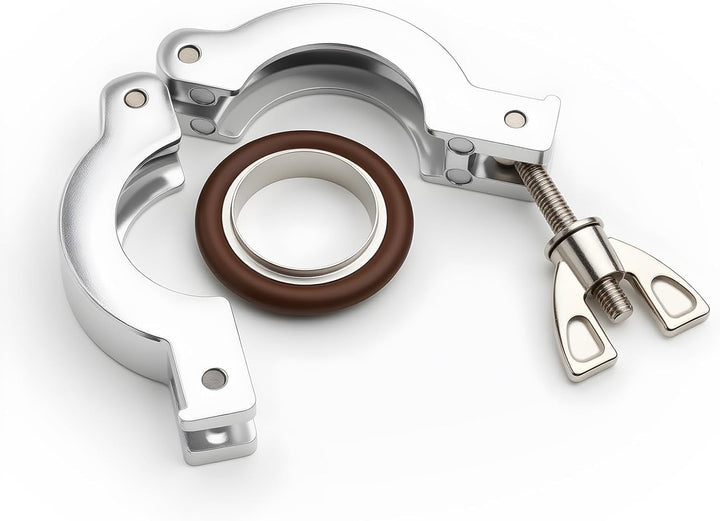 2 Stück KF40 Aluminium-Vakuumklemme + KF Edelstahl-Zentrierring mit O-Ring, KF40