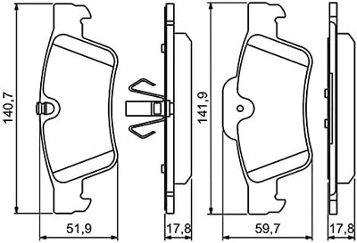 Bosch BP1128 Bremsbeläge - Hinterachse - ECE-R90 Zertifizierung - vier Bremsbeläge pro Set