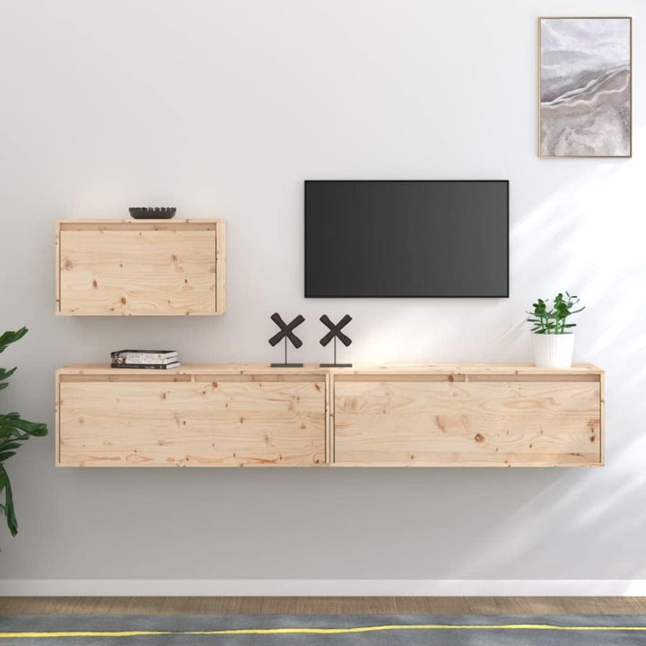homiuse TV-Schränke 3 STK. Massivholz Kiefer TV Schrank Set Wohnzimmer MöBel Fernsehschrank Tv Lowbo