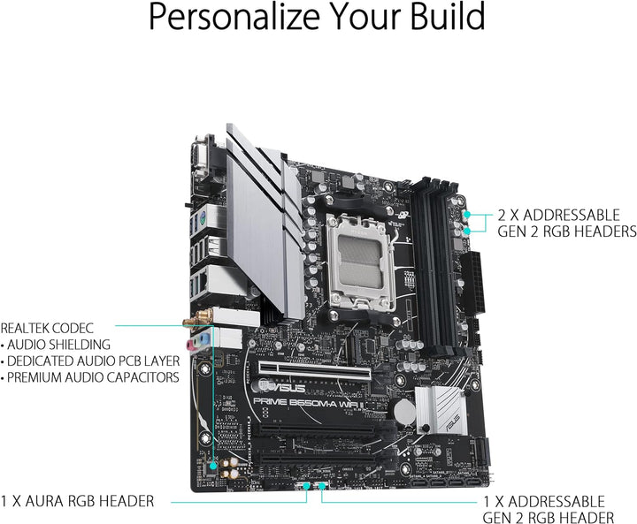 ASUS Prime B650M-A WIFI Gaming Mainboard Sockel AMD AM5 (Ryzen 7000, micro-ATX, DDR5 Speicher, PCIe