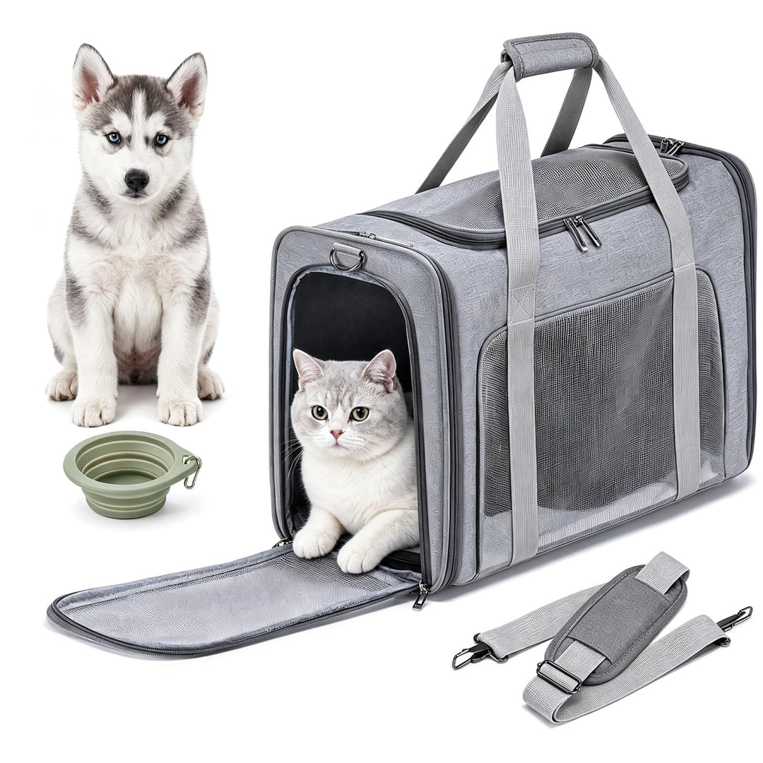 Hundetasche Flugzeug 55x40x23 Eurowings Lufthansa，Faltbare leichte Tragetasche mit Netzstoff Flugtas