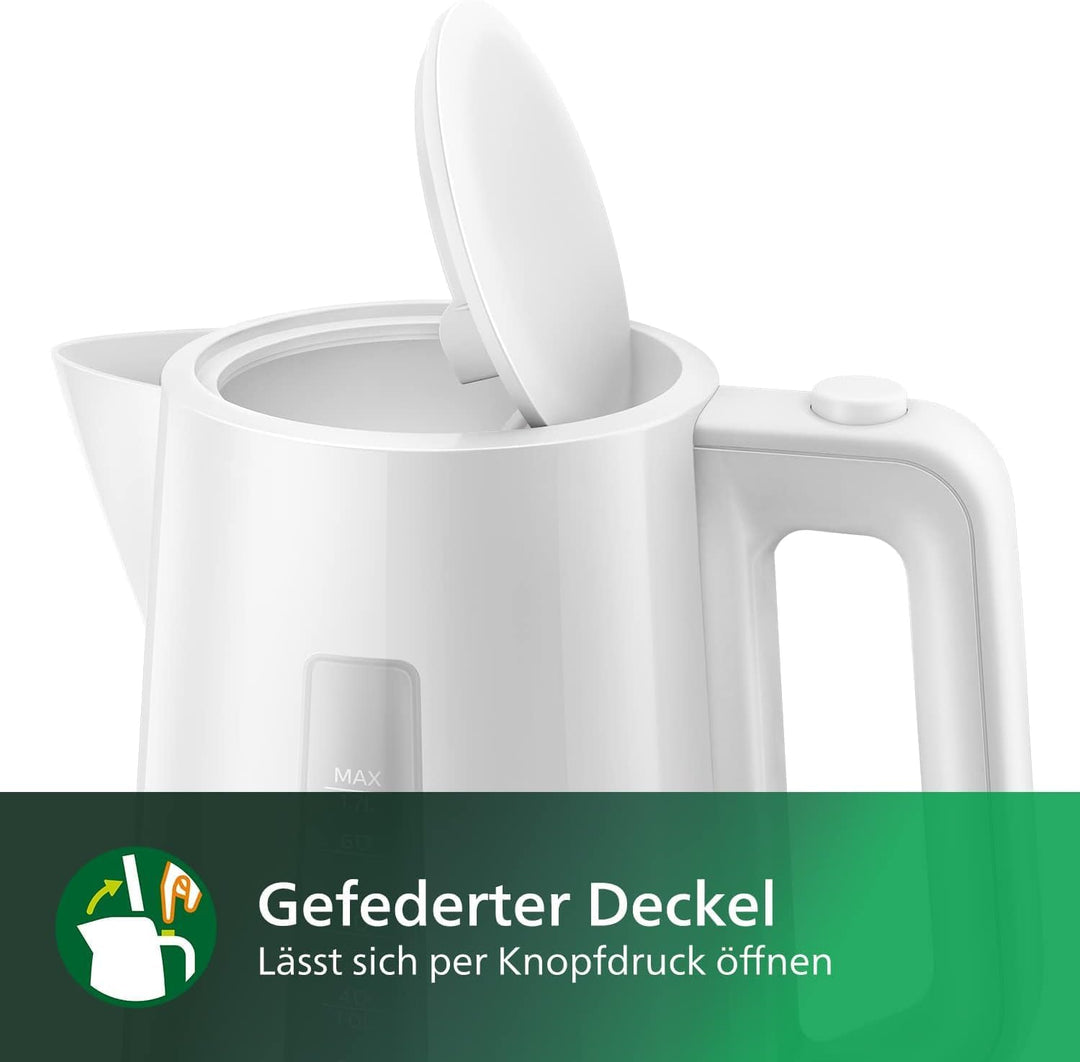 Philips Wasserkocher – 1.7 L Fassungsvermögen mit Kontrollanzeige, Pirouettenbasis, weiss (HD9318/00