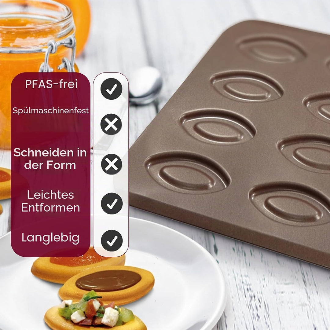 Gobel | Backblech für 12 Schiffchen | Antihaftbeschichtet | 32x23,5x0x7 cm | Kekse und Kuchen | Made