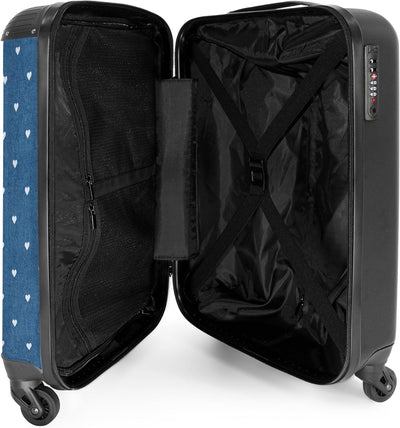 NoBoringSuitcases.com® Koffer Handgepäck Trolley Rollkoffer Kleine Reisekoffer mit 4 Rollen - Herzen