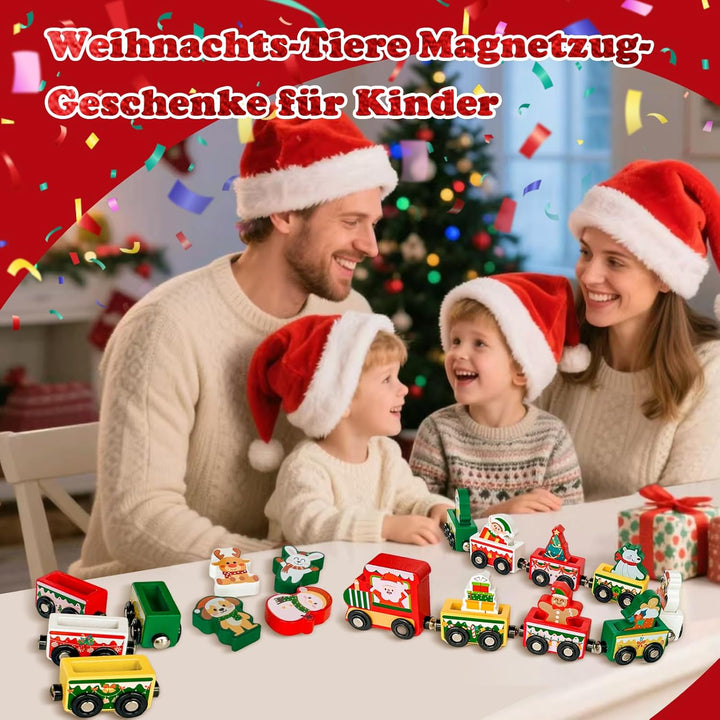 Adventskalender 2025 Holz Eisenbahn Kinder, 24 Tage Weihnachten Adventskalender Zug,Kinderspielzeug