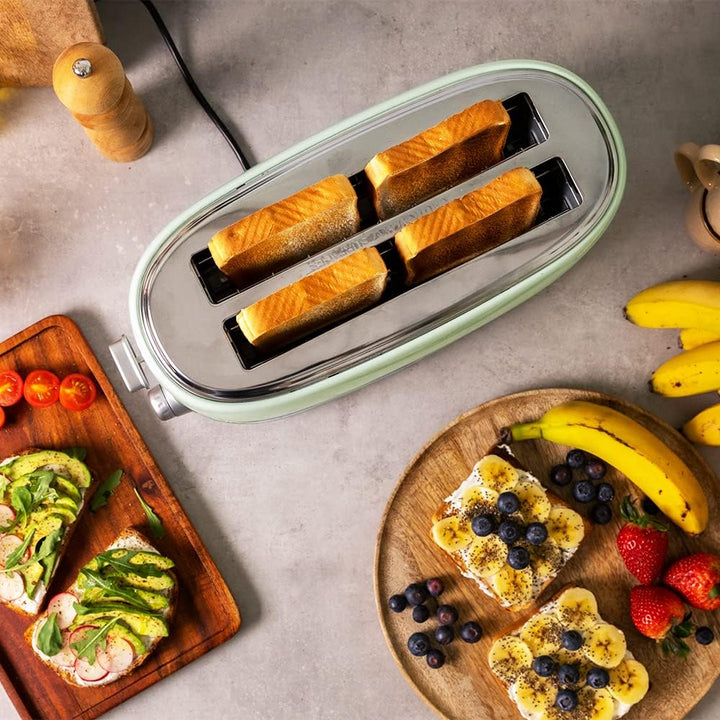 Cecotec Toaster 4 Scheiben Toast&Taste 1600 Retro Double Green, 1630 W, 2 Breite und Lange Schlitze
