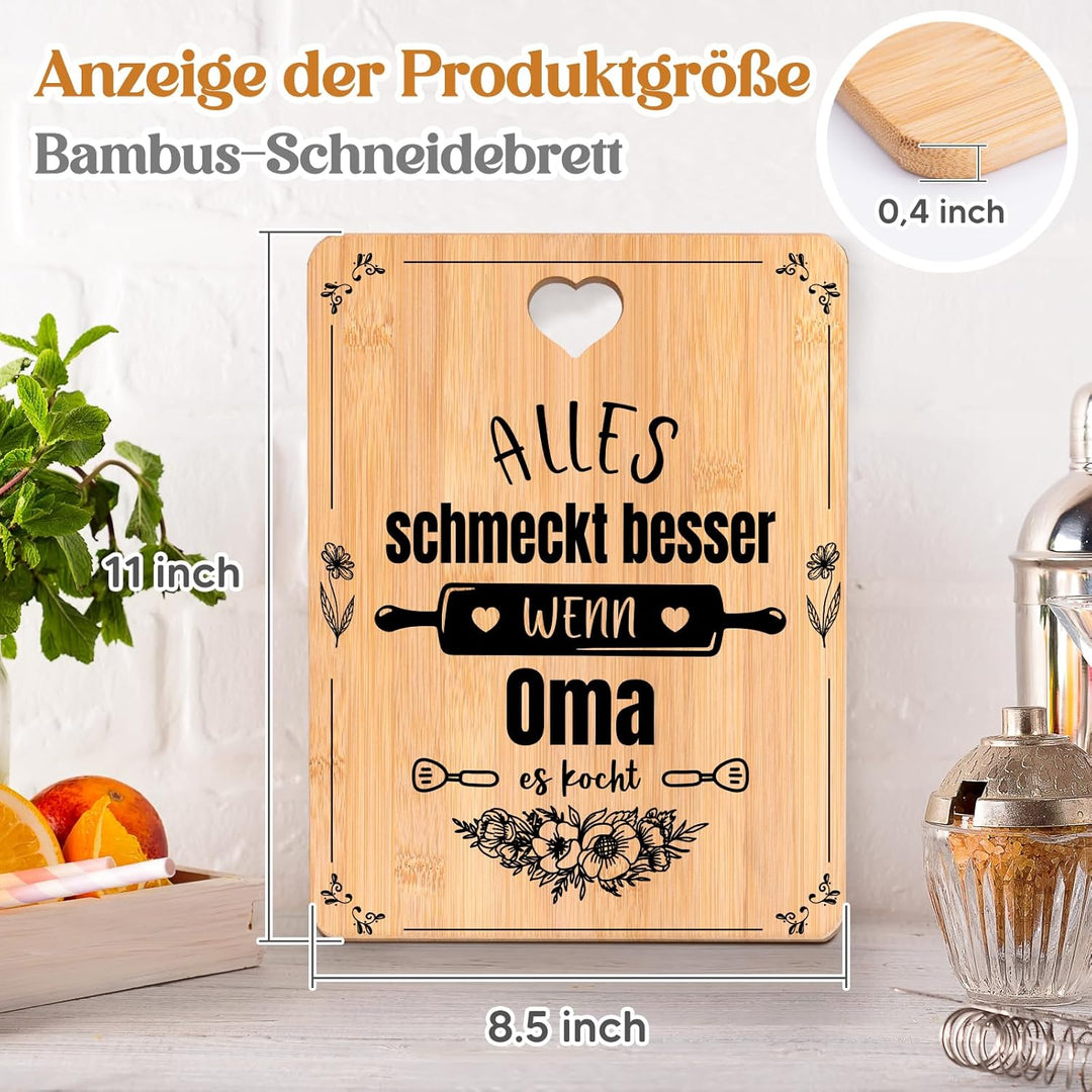 Oma Geschenke, Weihnachtsgeschenke für Oma - Bambus Schneidebrett Geschenke für Oma, Geburtstagsgesc