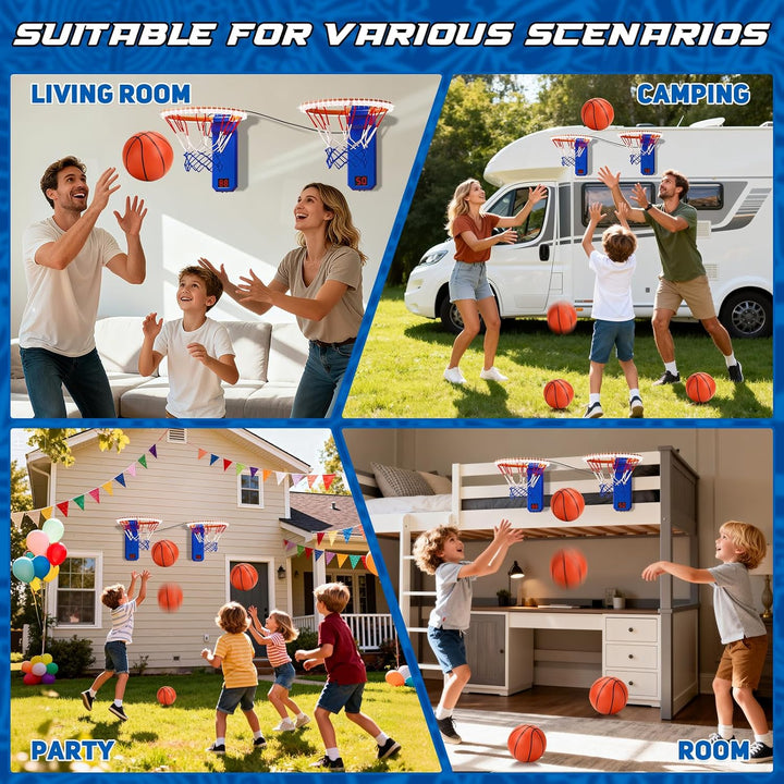 Mini Basketballkorb, 2pcs Basketballkorb mit Elektronische Anzeigetafel, Indoor Hoop Höhenverstellba