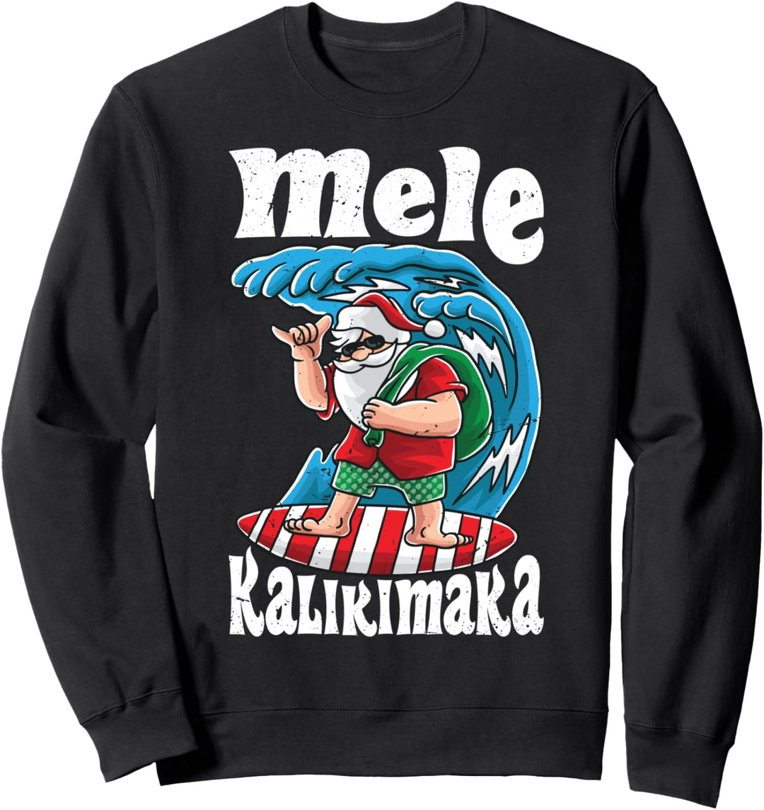 Mele Kalikimaka Miss Santa Claus Hawaii Christmas Surfer Sweatshirt