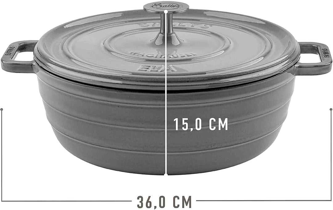 Sallys 'Ela' Deluxe Gusseisentopf - Robustes und Hochwertiges Kochjuwel für Perfektes Garen (Smokey