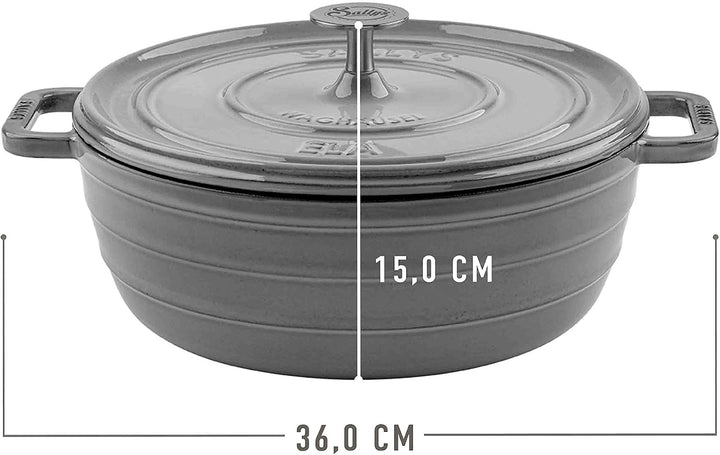 Sallys 'Ela' Deluxe Gusseisentopf - Robustes und Hochwertiges Kochjuwel für Perfektes Garen (Smokey