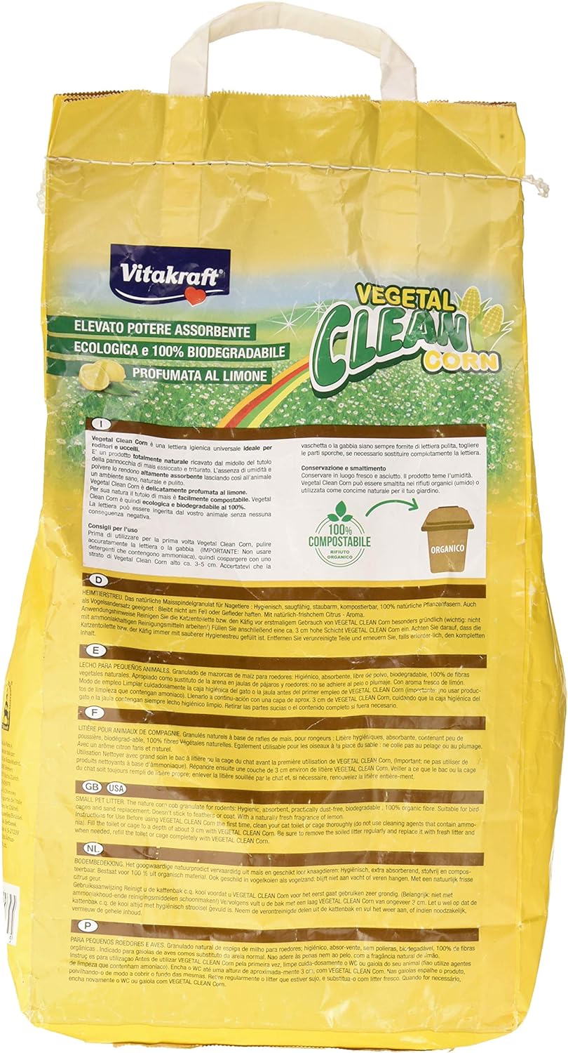 Vitakraft - Gemüse Clean Corn, hygienisches Bett aus Maiskolben für kleine Tiere - 8 l Mais 8 L, Mai