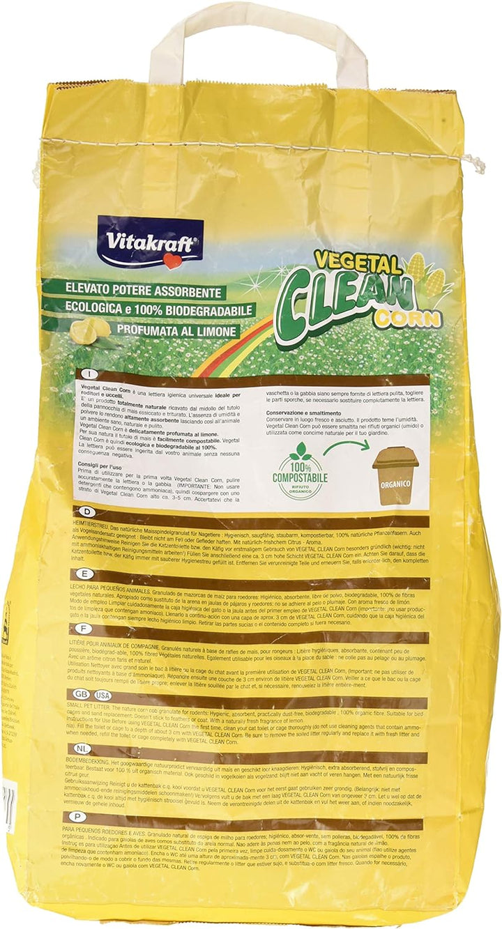 Vitakraft - Gemüse Clean Corn, hygienisches Bett aus Maiskolben für kleine Tiere - 8 l Mais 8 L, Mai