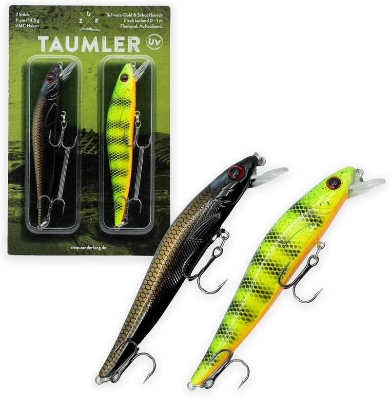 Zanderfang Zander Wobbler Set – Kunstköder TAUMLER flachlaufend – Angelköder 11cm in 14,5g – Zanderw