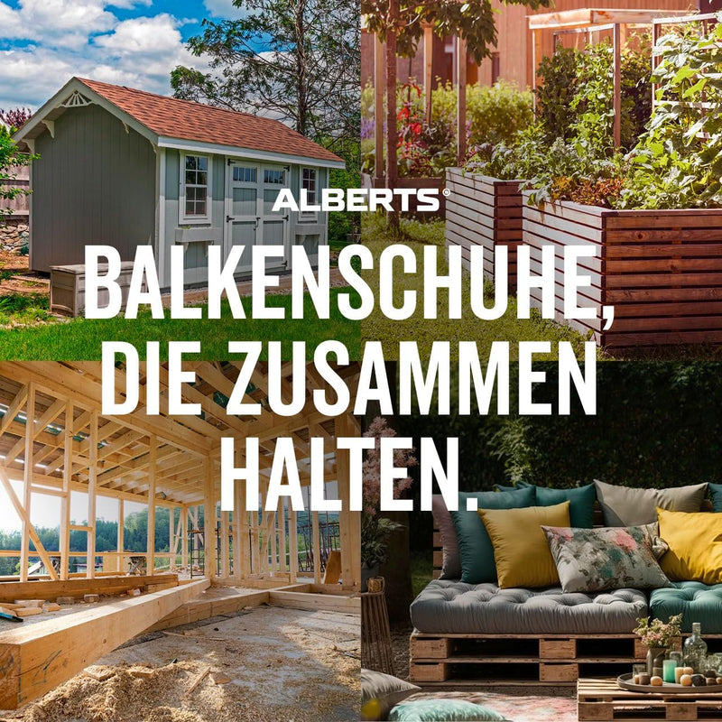 Alberts 837518 Balkenschuh | Typ B, Handwerkerpack | sendzimirverzinkt | 80 x 120 mm | 50er Set Typ