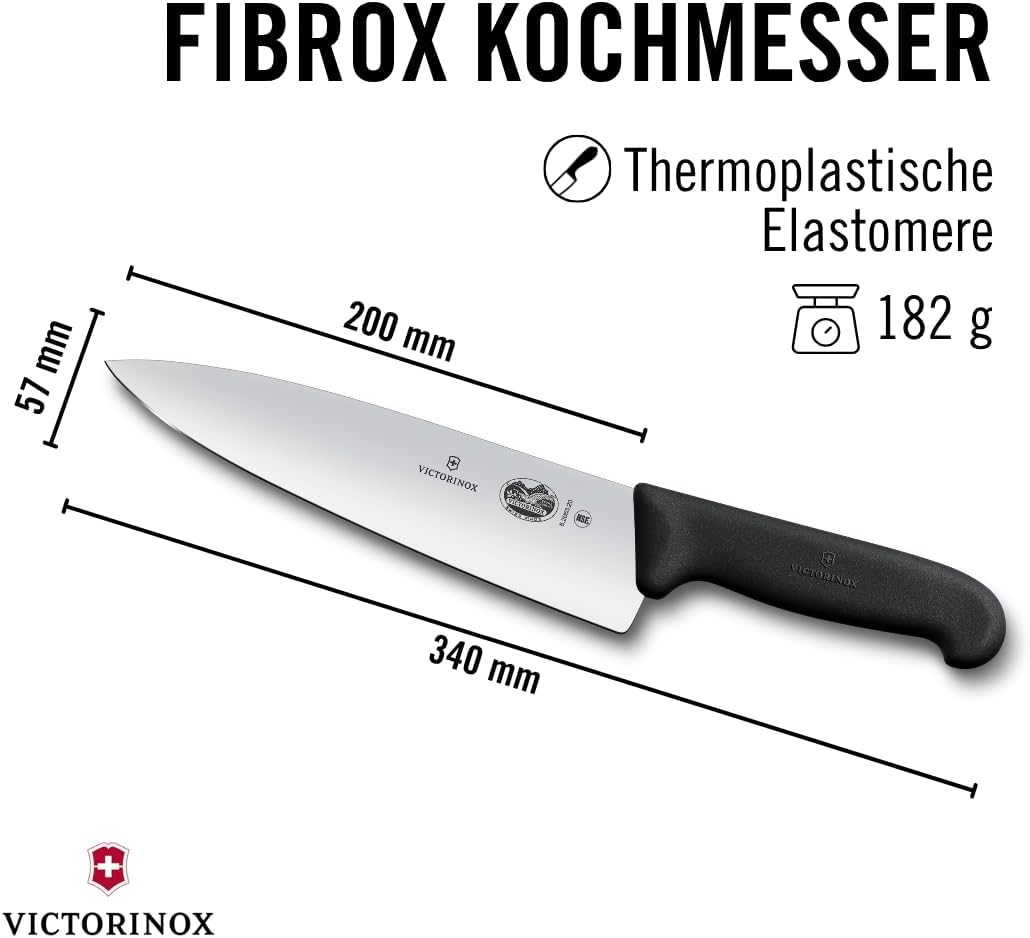 Victorinox 5.2063.20, coltello per sfilettare in acciaio inox da 20 cm, nero, standard Single, Singl