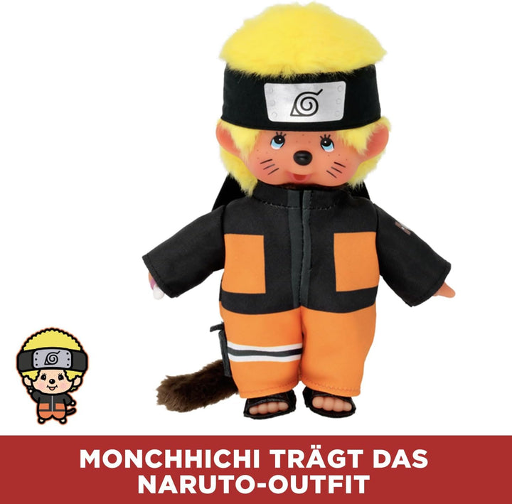 BANDAI - Monchhichi - Kuscheltier Monchhichi Naruto Shippuden - Ikonisches Affenkuscheltier der 80er