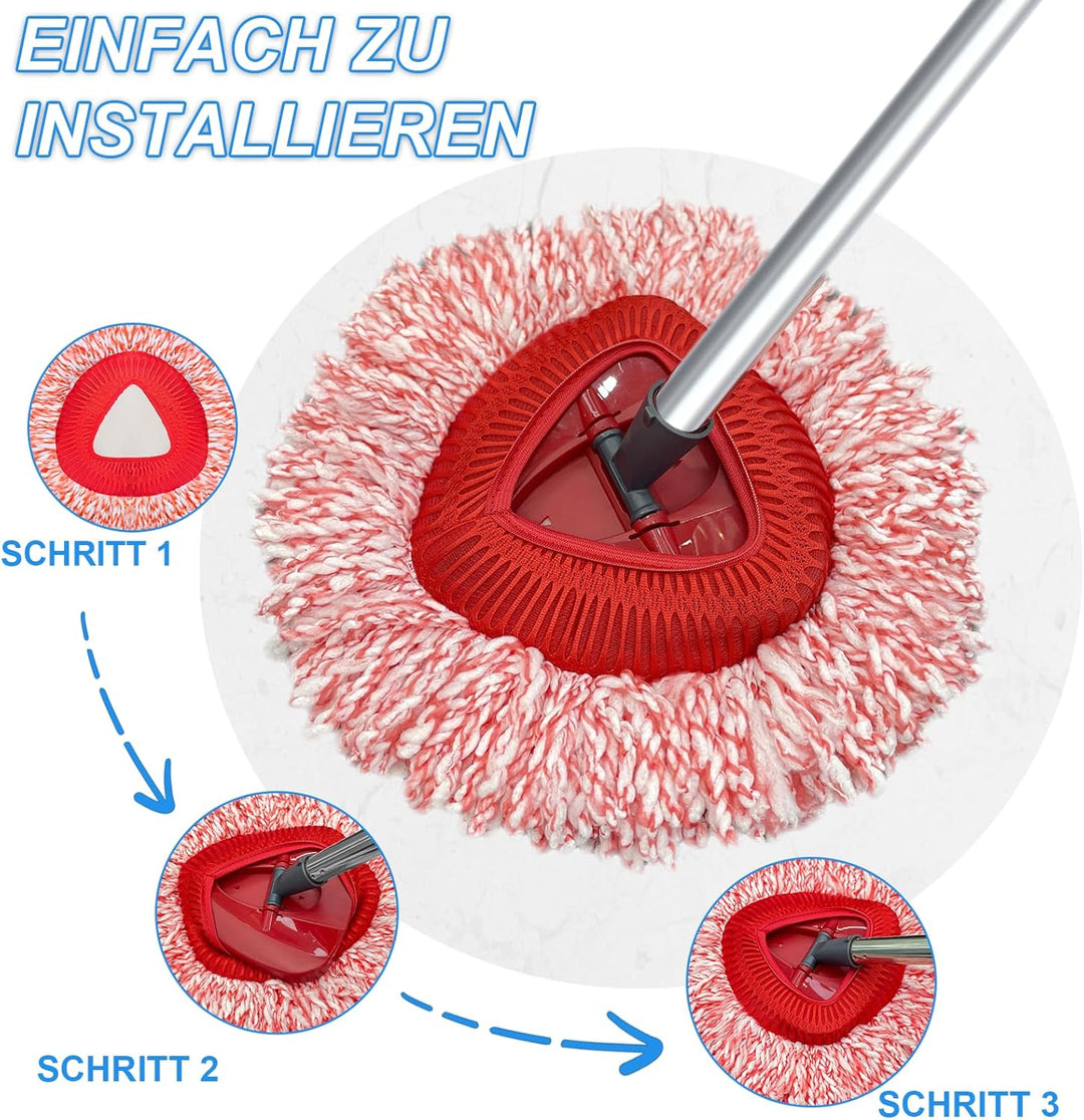 2 Stück Spin Wischmopp Ersatzbezug für Vileda Turbo Mop,3 in 1 Wischmop Wischer Ersatzköpfe mit 76-1