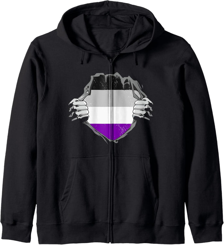 Asexueller Brust, Ace Pride Flagge, Asexualität LGBT Aromantic Kapuzenjacke