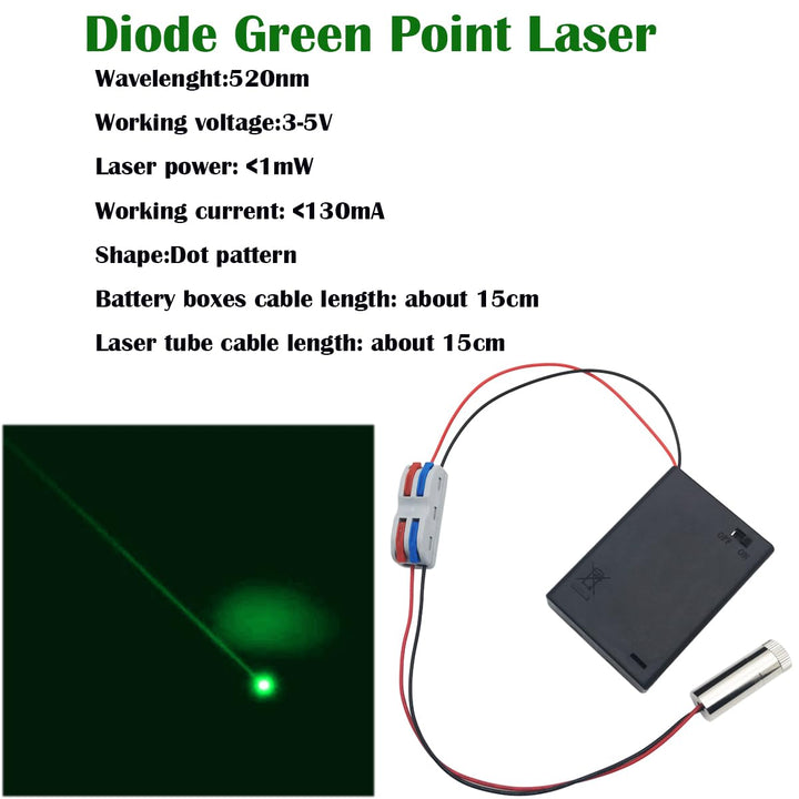 CTRICALVER 1 Pcs 520nm 3-5V Grün Laser-Dot-Modul-Diode mit Fahrer-Kunststoff-Objektiv + 1 pcs AA Bat