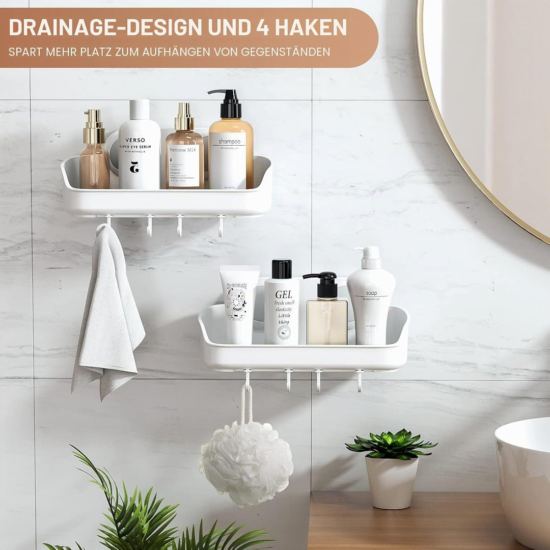 Luxear 2Pack Duschablage mit Saugnäpfen Ablage Dusche Max.20KG belastbar Duschkorb mit starke Saugna