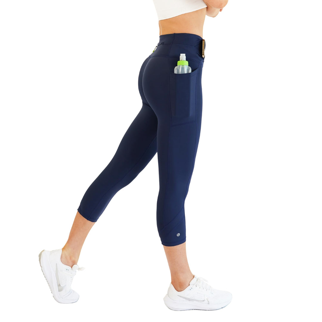 FlipBelt Cropped Pants for Running – Crops w/Built for Phone &amp; Essentials Storage, USA Company XS Mi