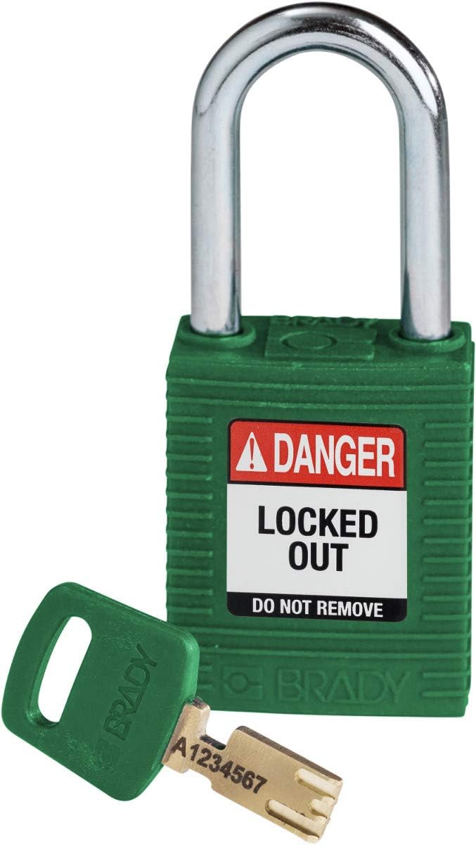 Brady (NYL-GRN-38ST-KD6PK) SafeKey Nylon Lockout-Vorhängeschloss Mit Stahl Bügel 38.00 mm Grün KD -