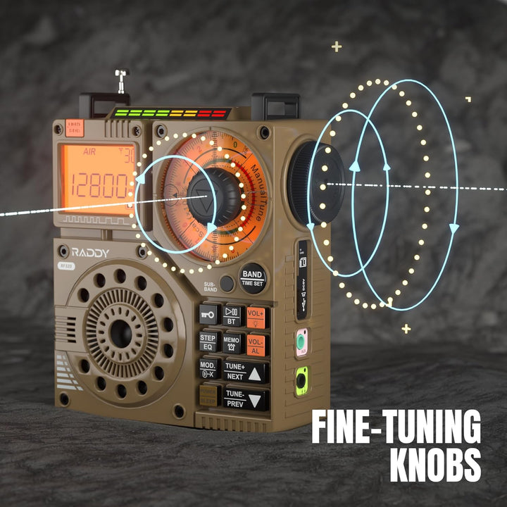 Raddy RF320 Kurzwellenradio mit App-Steuerung, FM/AM/VHF/SW/AIR-Empfänger unterstützt Bt/TF-Karte, w