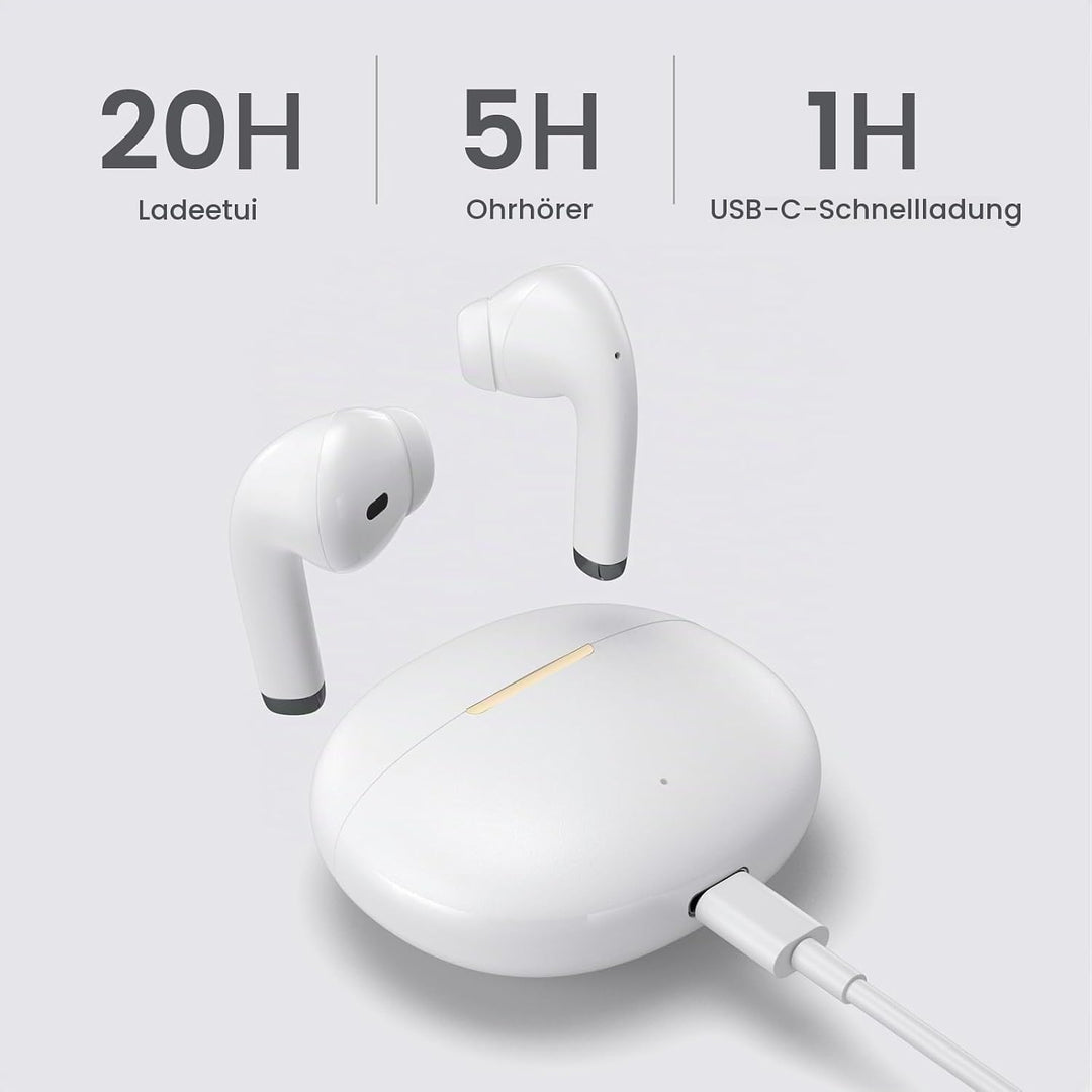 yobola Kopfhörer Kabellos Bluetooth 5.4, Semi-In-Ear Ohrhörer Tiefer Bass Stereo Touch Control mit 4