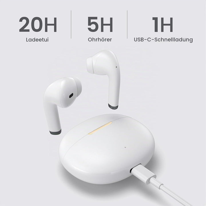 yobola Kopfhörer Kabellos Bluetooth 5.4, Semi-In-Ear Ohrhörer Tiefer Bass Stereo Touch Control mit 4
