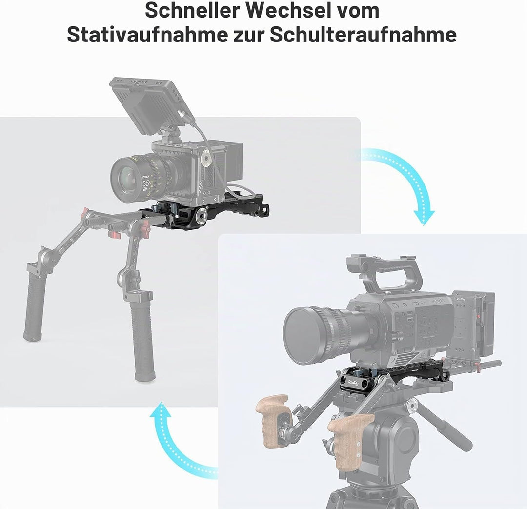 SMALLRIG Schulterplatte mit Schnellverschluss für Sony VCT-14 Stativadapter mit eingebauter Rosetten