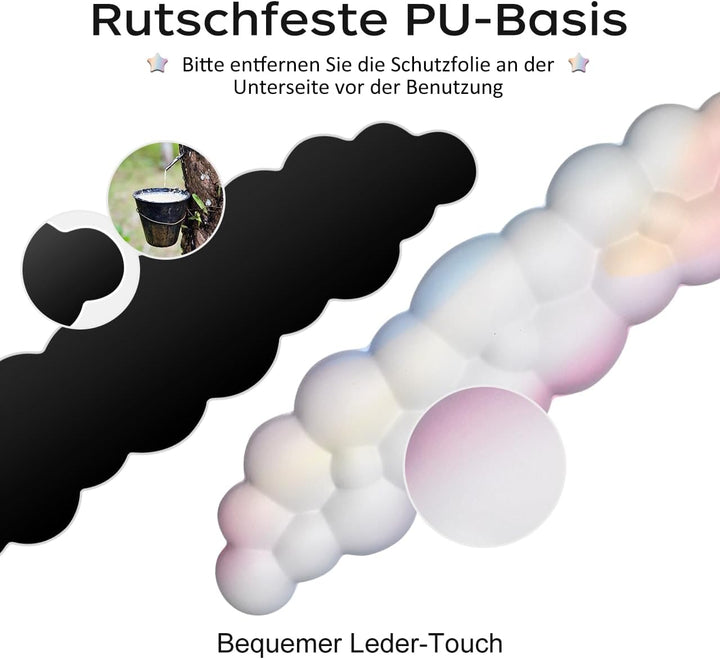 JIKIOU Cloud Handgelenkauflage Tastatur aus Leder mit rutschfester PU-Basis, bequemer Memory-Schaum