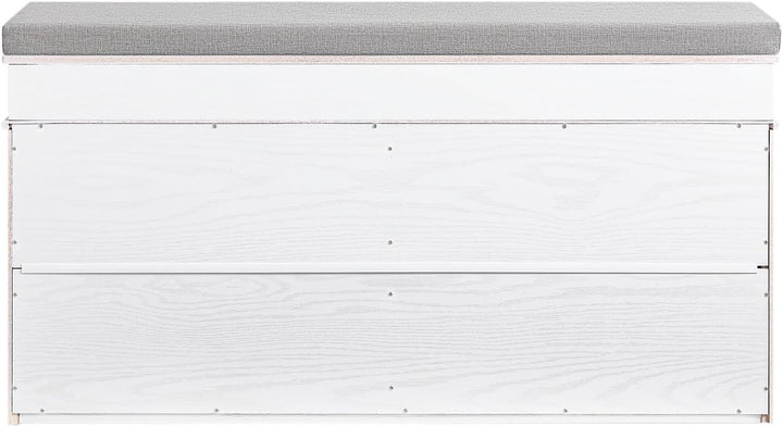 SoBuy Schuhbank mit Sitzfläche und 2 Klappen, schmaler Schuhschrank mit Sitzbank & Schuhregal platzs