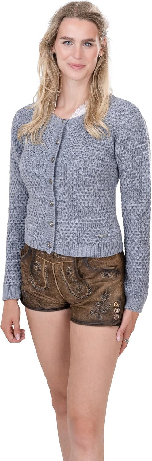 Damen Trachten Strickjacke Jette – Elegante & taillierte Trachtenjacke/Dirndl-Jacke aus Wolle im Lan