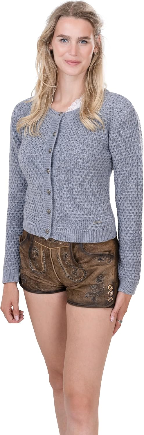 Damen Trachten Strickjacke Jette – Elegante &amp; taillierte Trachtenjacke/Dirndl-Jacke aus Wolle im Lan
