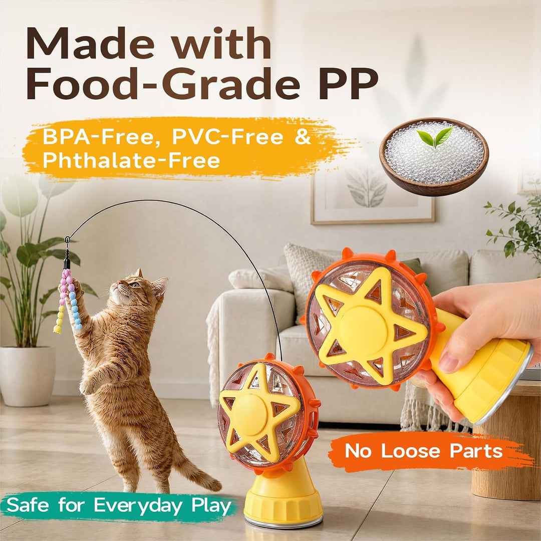 360° drehbarer Windmühlen-Futterpuzzle für Katzen und Hunde – Interaktiver Leckerli-Spender mit star