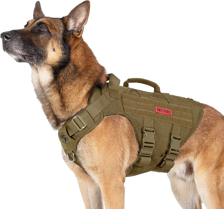 OneTigris Anti Zug Hundegeschirr Grosse Hunde, AIRE MESH Taktisches Geschirr mit 2 Griff & 3 D-Ringe
