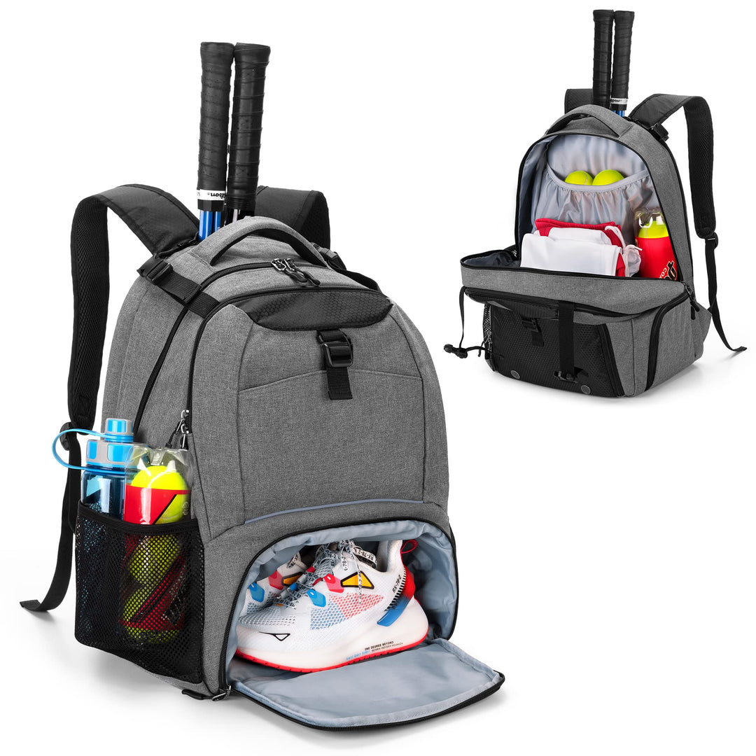DSLEAF Tennisrucksack für 2 Schläger, Tennistasche mit separatem belüftetem Schuhraum für Tennis-/Pi